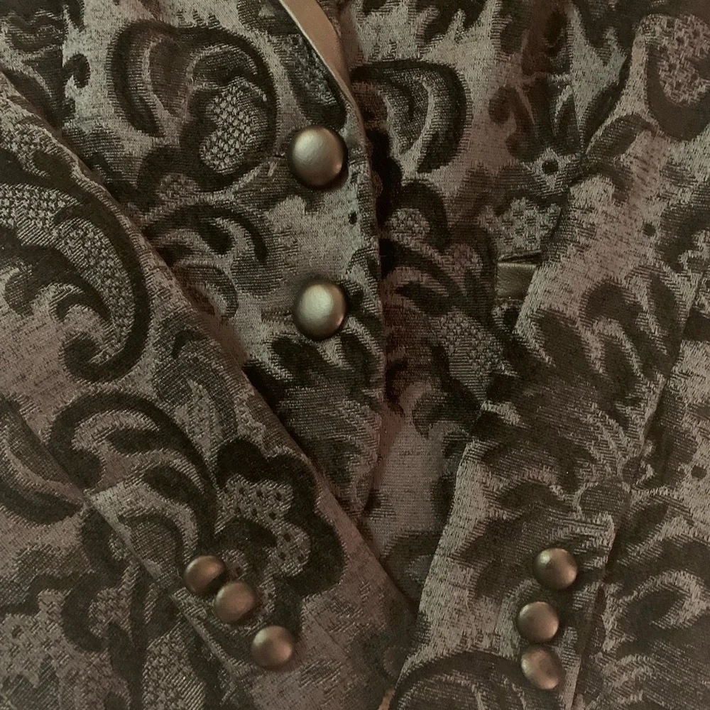 Marciano Brocade Blazer with faux leather buttons and trim - Picture 3 of 6